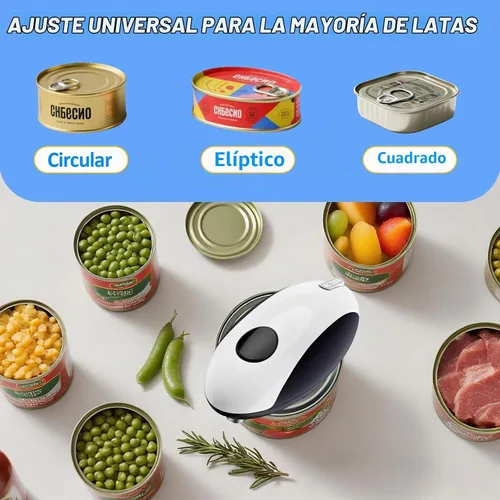 Vista 4 de Abrelatas eléctrico recargable por USB - Funciona con batería, operación automática de un toque, soporte magnético para tapa y corte de borde suave