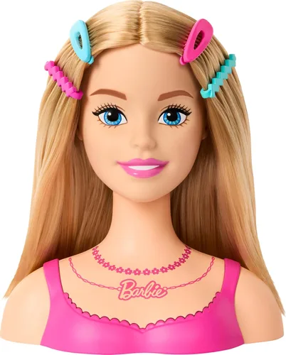 Vista 6 de Cabeza de Muñeca Barbie para Estilo, Cabello Rubio con 20 Accesorios Coloridos, Cabeza de Muñeca para Peinar