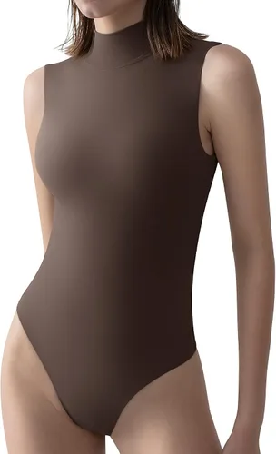 Vista 59 de PUMIEY Body sin mangas con cuello alto falso para mujer, colección Sharp