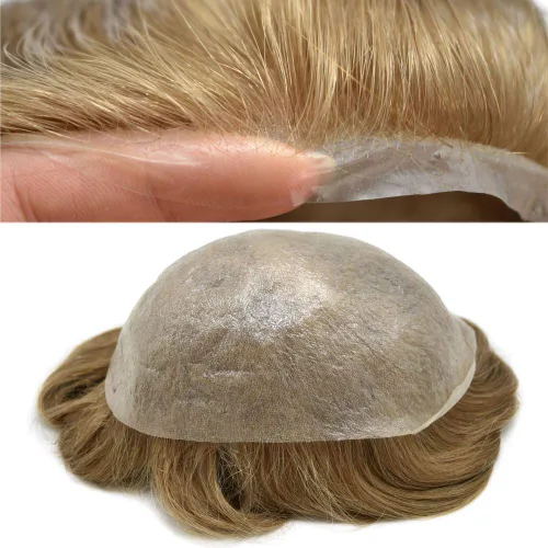 Vista 17 de Tupé para hombres Sistema de unidades de cabello humano real Cabello humano Hombre Tejido Pieza de pelo para hombres Toupee Hairpieces Piel ultra