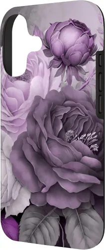 Vista 2 de Purple Watercolor Rose Flower Bouquet on Gray Case for iPhone 17