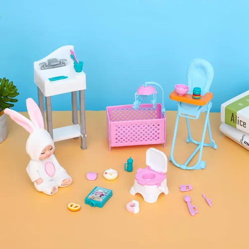 Vista 3 de ONEST 16 muñecas de 4 pulgadas con accesorios, linda muñeca con ropa, mini muñecas con accesorios