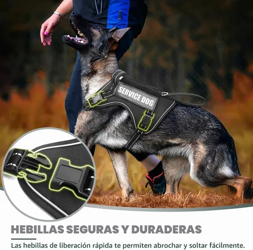 Vista 5 de WINSEE Arnés táctico para perro, arnés sin tirones para perros medianos y grandes con asa y Molle, arnés de servicio militar para perros pequeños