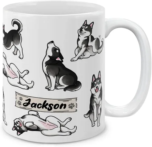 Vista 7 de MUGBREW Taza de café de cerámica con posturas divertidas de pastor australiano, 11 onzas Pastor australiano Posturas divertidas y juguetonas