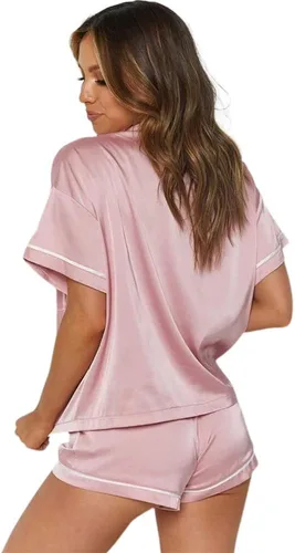 Vista 3 de Conjunto de pijama para mujer, pijamas cómodos y de manga corta para mujer, ropa de dormir suave, ropa de dormir de verano