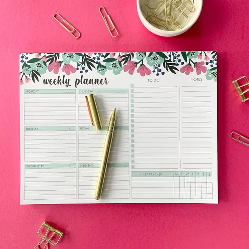 Vista 8 de Bloc de agenda semanal, 52 hojas tamaño carta desprendibles, 8.5” x 11” agenda semanal sin fecha, planificador de escritorio, bloc de notas