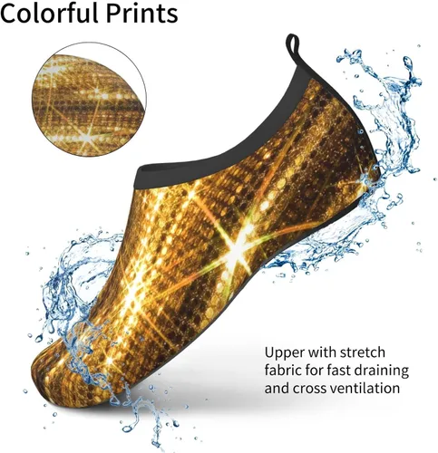 Vista 5 de Zapatos acuáticos de playa al aire libre diseño de brillo dorado zapatos descalzos calcetines de piscina para natación surf yoga