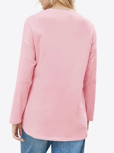 Vista 62 de Fisoew Camisetas de manga larga para mujer, holgadas, casuales, con cuello redondo, blusa suave