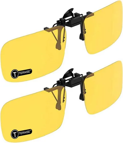 Vista 11 de TERAISE Night driving glasses, Clip on Sunglasses Over Prescription Glasses 2 piezas amarillo+amarillo