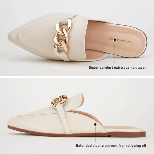 Vista 3 de BISON SPIRIT Mocasines planos para mujer, con puntera puntiaguda, sin cordones, mocasines