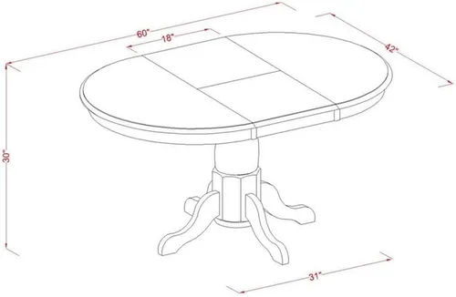 Vista 6 de East West Furniture PORT5-SBR-C - Juego de muebles de comedor de 5 piezas, incluye una mesa de madera ovalada con hoja de mariposa y 4 sillas