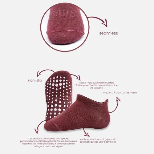 Vista 2 de Calcetines tobilleros antideslizantes para bebés, 6 pares, suela antideslizante, calcetines de algodón sin costuras para niños y niñas