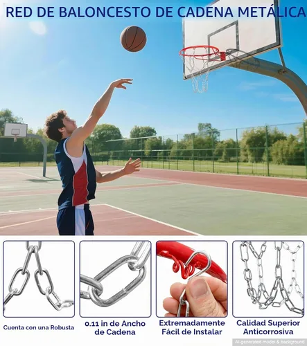 Vista 5 de LAO XUE - Cadena de baloncesto de repuesto resistente, 21 pulgadas de metal