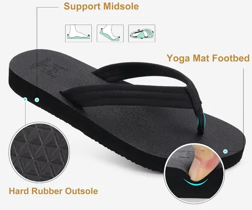 Vista 5 de KuaiLu Chanclas con soporte de arco para mujer, cómodas, ligeras, suaves, acolchadas, para yoga, sandalias para caminar
