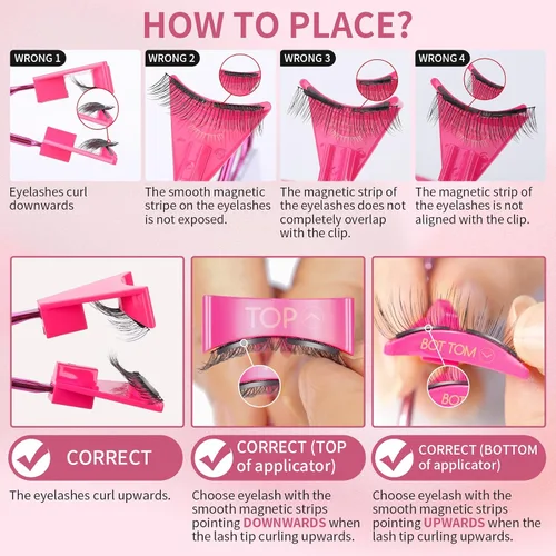 Vista 5 de Pestañas magnéticas dobles, pestañas magnéticas sin delineador de ojos 4D aspecto natural, reutilizables, fáciles de usar, pestañas postizas