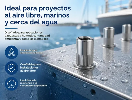 Vista 6 de Tuercas de remache de acero inoxidable 1/4-20 y pernos de cabeza de botón de 1