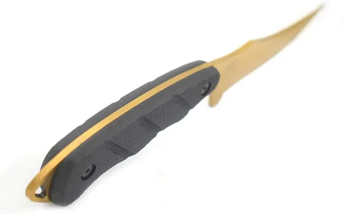 Vista 7 de Snake Eye Tactical Cuchillo táctico de espiga completa de 9 pulgadas con sacapuntas y funda de plástico ABS (dorado)