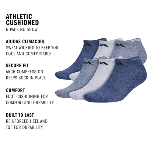 Vista 2 de adidas Calcetines deportivos acolchados para hombre, paquete de 6, no visibles, para hombre