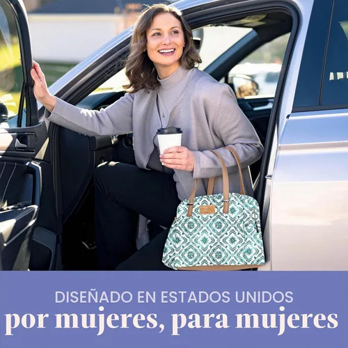 Vista 6 de Fit & Fresh Lonchera grande aislada a prueba de fugas y resistente a las manchas para mujer con bolsillo expandible para botella, cierre
