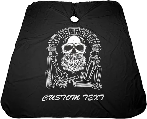 Vista 4 de Capa de barbero impermeable personalizada, Capa de peluquero personalizada, Añade tu texto, Capa de salón personalizada para hombres, Capa de corte