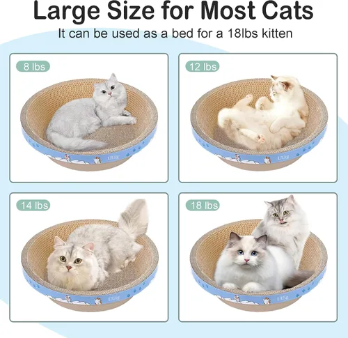 Vista 6 de Rascador para Gatos, Rascadores de Cartón para Gatos de 17.7x17.7 Pulgadas para Gatos de Interior, Tablero Grande para Rascar Gatos, Almohada