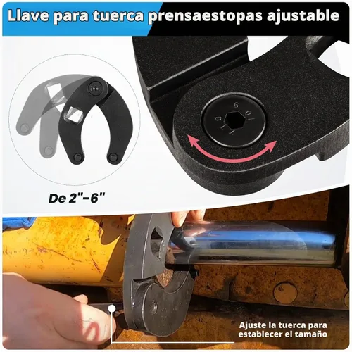 Vista 4 de Sunluway 1266 Llave de tuerca de casquillo ajustable universal para cilindros hidráulicos en la mayoría de equipos de granja y construcción