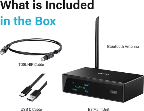 Vista 10 de B3 Profesional Receptor de Música XLR Bluetooth v5.1, Transmisor LDAC y aptX HD, DAC ESS Integrado, RCA Analógico, Salidas Ópticas Digitales