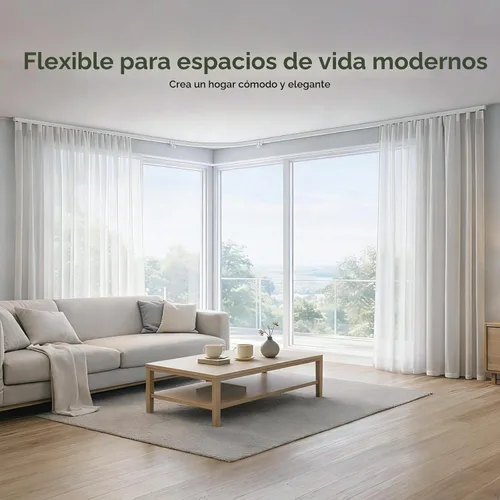 Vista 9 de ZSTARR Riel de cortina flexible flexible, techo/pared, 2.5M/8.2FT, blanco