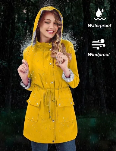 Vista 3 de BBX Lephsnt Impermeable ligero para mujer. Impermeable para actividades en exteriores.