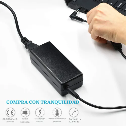 Vista 5 de Cargador para portátil de 65 W compatible con HP Pavilion x360 14 15 17, Envy 13 15 X360, Elitebook 840 G5, ProBook Chromebook Stream Series