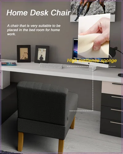Vista 5 de VIRRMO Sillas de Acento sin Brazos para Sala de Estar, Silla Slipper Moderna Sillas de Sala de Estar con Patas de Madera Sólida, Silla de Tocador