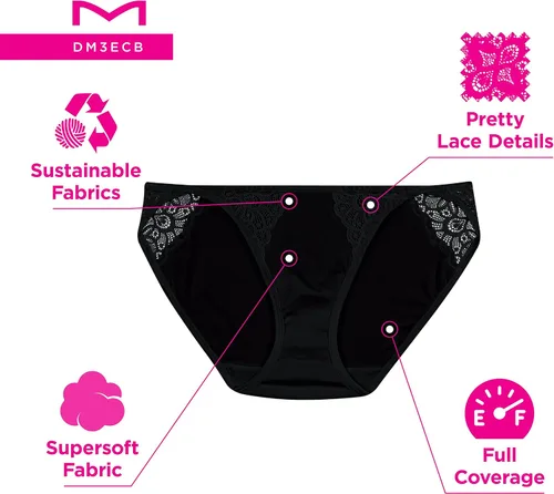 Vista 5 de Maidenform Bragas de cordón con detalles de encaje, ropa interior de bikini para mujer, paquete de 3