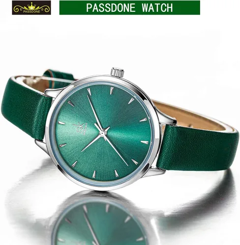 Vista 3 de SK - Reloj de pulsera para mujer, correa de piel, de cuarzo, reloj de lujo japonés de cuarzo.