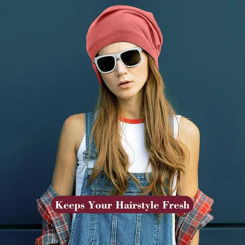 Vista 7 de SATINIOR 6 gorros de dormir con forro de satén para dormir con calavera, gorro de noche para cabello rizado, para mujeres y niñas