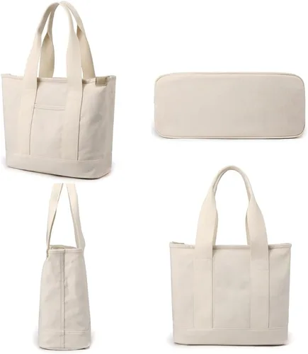 Vista 7 de zhongningyifeng Bolso de lona para mujer, bolso de mano informal con asa superior, bolso de gran capacidad, bolsa de compras para viajes de trabajo