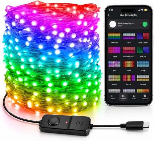 Vista 9 de BrizLabs Guirnalda de luces USB RGB con control remoto, 100 LED de 33 pies 100 LED USB