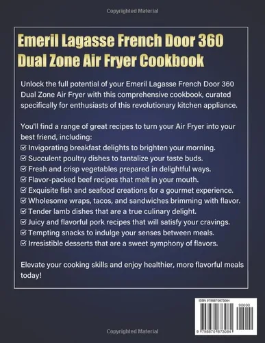 Vista 2 de Emeril Lagasse French Door 360 Dual Zone Air Fryer Cookbook 1500 Days of Easy-to-Follow, Budget-Friendly & Delicious Fryer Recipes to Enjoy With