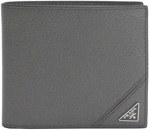 Vista 2 de Prada Orizzontale - Cartera de piel con logotipo de triángulo icónico Mercurio de micrograno gris 2MO513, Gris, Orizzontale