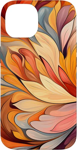 Vista 4 de iPhone 12 Pro Max Remolinos florales abstractos Funda de colores cálidos de otoño