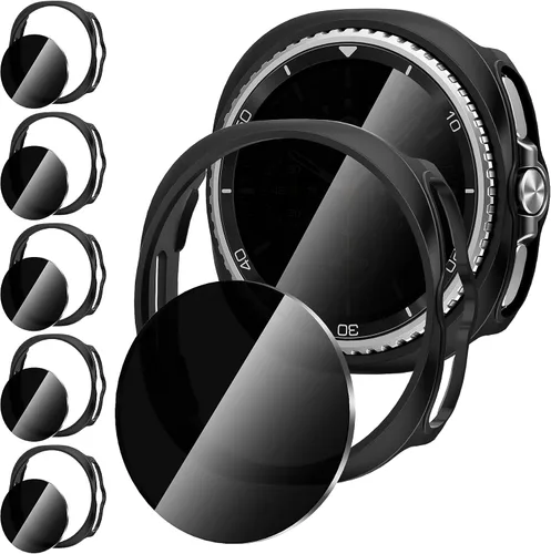 Vista 24 de Suoman 5+5 Pack para Samsung Galaxy Watch 7/8 Ultra 47mm (2024/2025) Estuche, Protector de pantalla de vidrio templado 9H + Funda protectora de PC