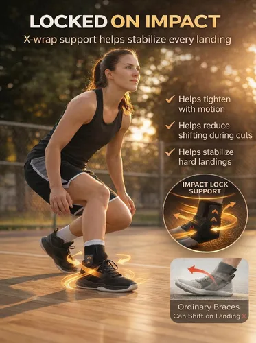 Vista 6 de Tobillera de estabilidad 3D para hombres y mujeres, ajuste rápido, figura 8, estabilizador de tobillo ligero con cordones en el zapato