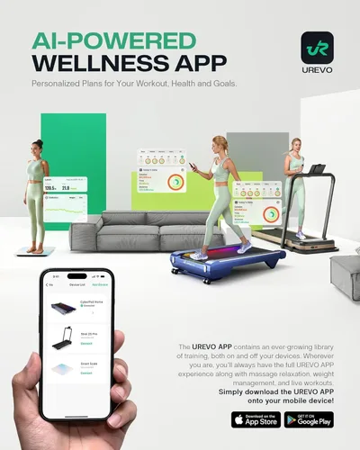 Vista 9 de UREVO Smart Walking Pad, Standing Desk Treadmill with Double Shock Absorption, Quiet Operation, Workout APP with Track Insights and MIIT Mode, Plug