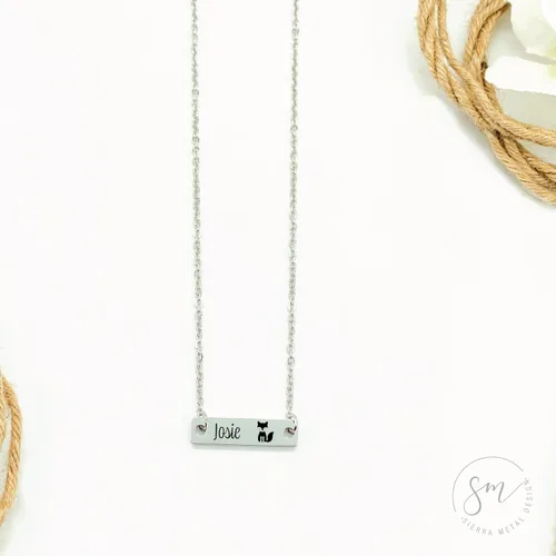 Vista 6 de Collar personalizado de barra para niña, joyería de zorro, regalo de Navidad para hija, regalo de cumpleaños, collar de zorro, regalo personalizado