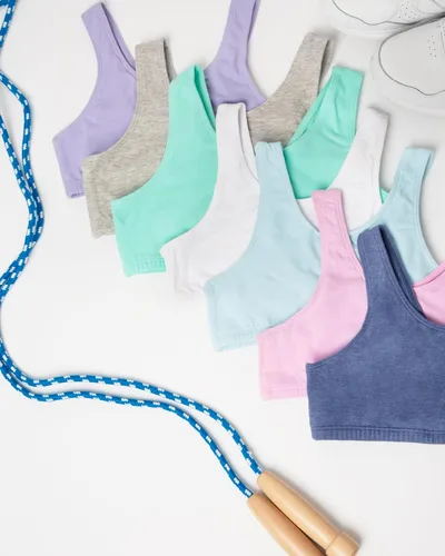 Vista 5 de Fruit of The Loom Girls Multi Pack Cotton Built -Up Stretch Sports Bra Available in 6 Packs!