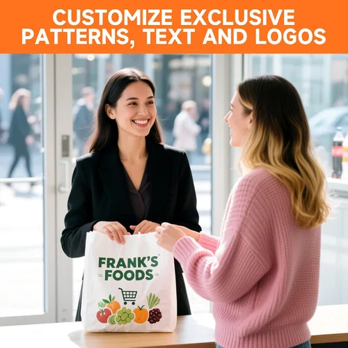 Vista 5 de METAPRINT 50 bolsas de papel kraft impresas personalizadas para pequeñas empresas, tamaño mediano de 8 x 4.5 x 10 pulgadas, bolsas de regalo