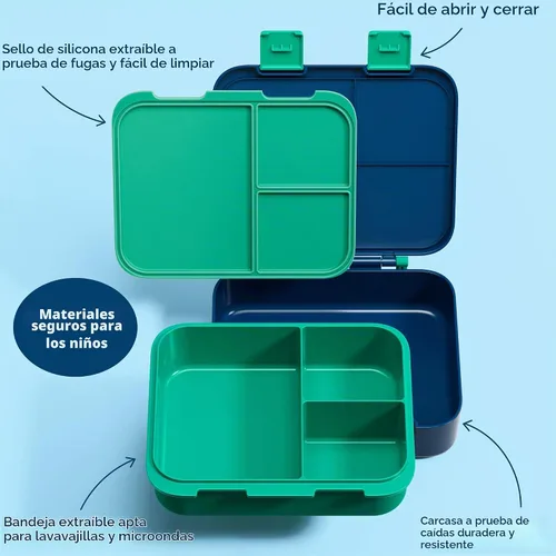 Vista 6 de Fimibuke Lonchera Bento de 32 onzas para niños con termo de 12 onzas, bolsa de almuerzo aislada y bolsa de hielo, contenedor de comida de 3