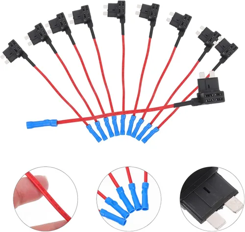 Vista 4 de 10pcs Inline Fuse Holder Adapter, 16-gauge Wire, 32v 10a
