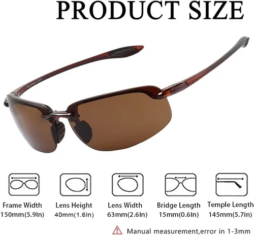Vista 3 de WISTON Lentes de sol polarizados deportivos para hombres y mujeres, marco sin montura Tr90, para correr, pesca, béisbol, conducir, W8001