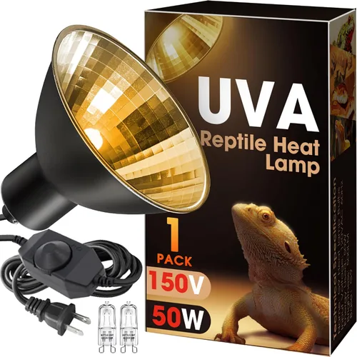 Vista 15 de Briignite - Bombilla de calor para reptiles, 50 W, UVA UVB, bombillas regulables para reptiles Bombilla cálida 50w
