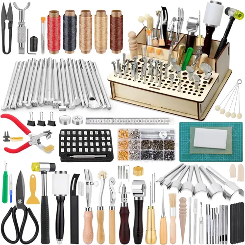 Vista 7 de Kit de herramientas de cuero 183pcs, kits de trabajo de cuero, herramienta